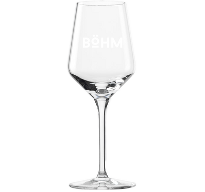 Weinglas mit BÖHM-Schriftzug