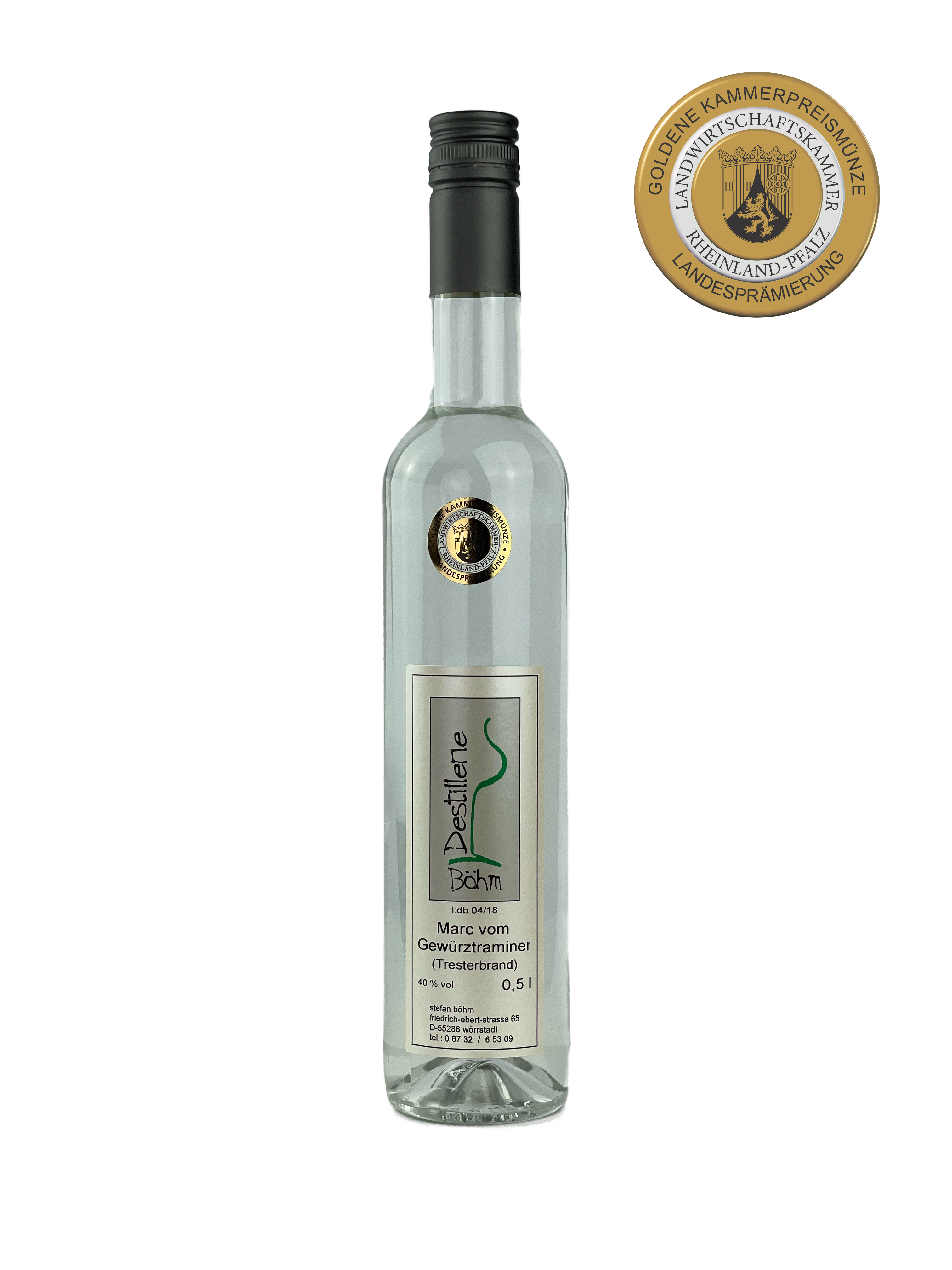 Destillerie Böhm | Tresterbrand Gewürztraminer | Bukettreicher Edelbrand | 0,5l
