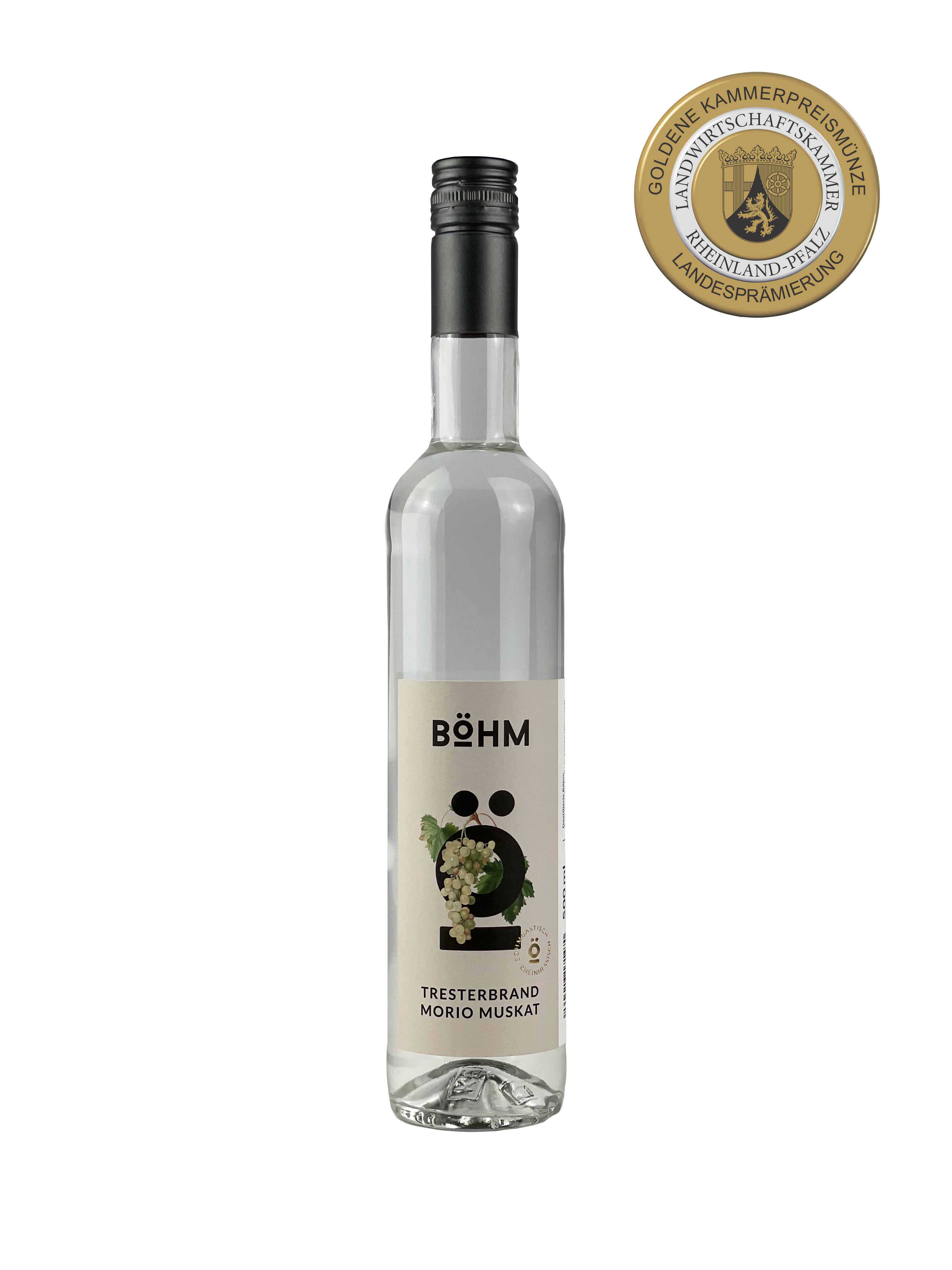 Destillerie Böhm | Tresterbrand Morio Muskat | Bukettreicher Edelbrand | 0,5l
